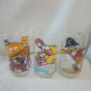 Set of 3 1977 McDonald's Collectable glasses